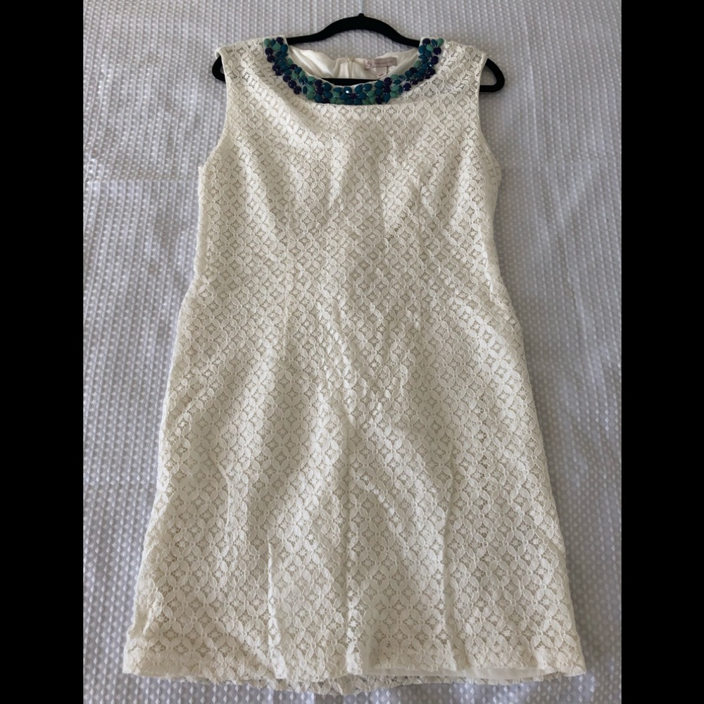 Embellished white lace dress